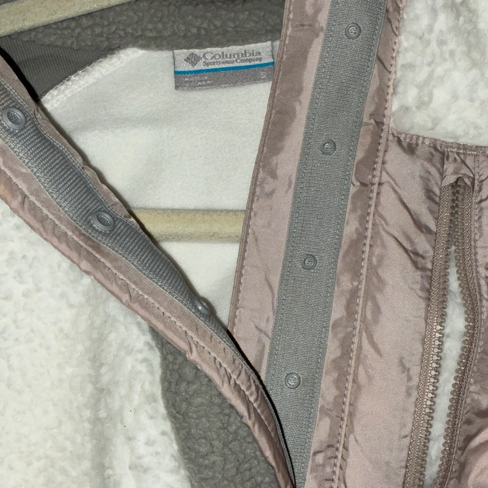Columbia Women's Fleece Teddy Jacket - White and Gray Sz S - Picture 6 of 8